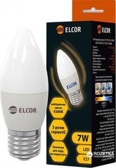 Лампа діод. C37 7W 4200K E27 ELCOR