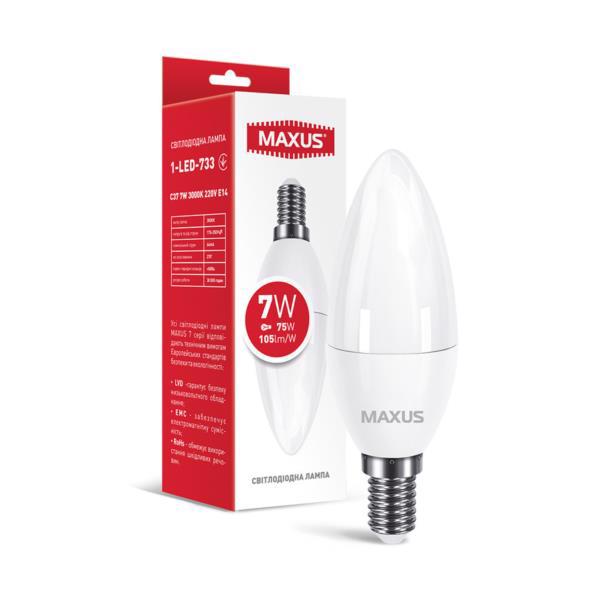 Лампа диод. C37 7W 3000K E14 MAXUS (1-LED-733)