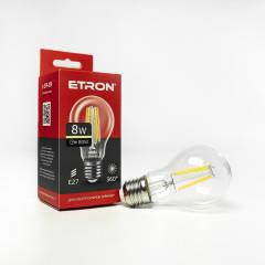 Лампа діод. A60 8W 3000K E27 ETRON Filament