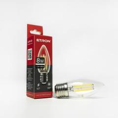 Лампа диод. C37 8W 4200K E27 ETRON Filament