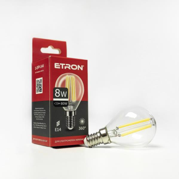 Лампа диод. G45 8W 4200K E14 ETRON Filament