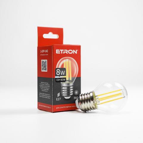 Лампа діод. G45 8W 4200K E27 ETRON Filament