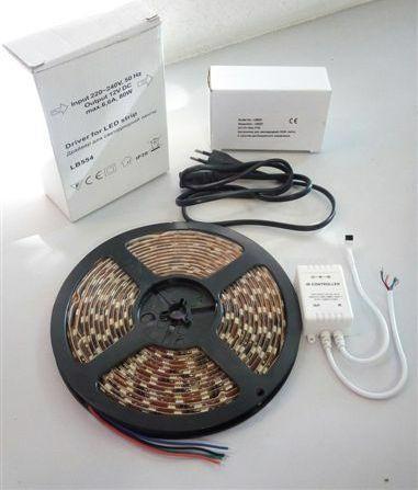 Світлодіодна стрічка гермет. 5050RGB LED-60P 12V+контр.+пульт+бл.пит(5м)