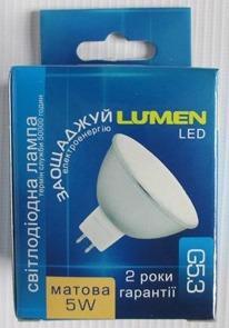 Лампа диод. LUMEN LED JCDR MR16 5W 30LED 220V 4100K G5.3 матов. алюм.