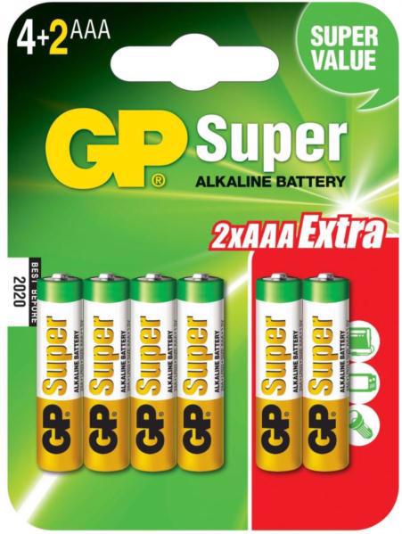Батарейка GP Super Alkaline LR03 AAA 24A4/2-2UE12 (4+2шт блистер) 4265