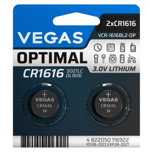 Батарейка VEGAS CR1616 (1шт блістер)