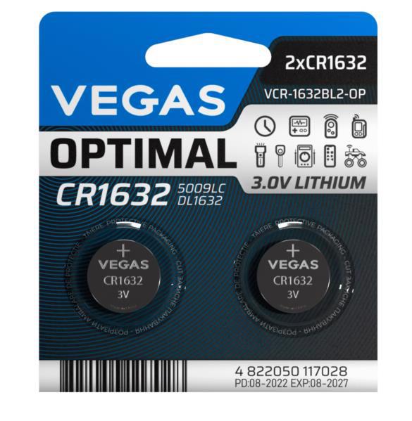 Батарейка VEGAS CR1632 (1шт блістер)