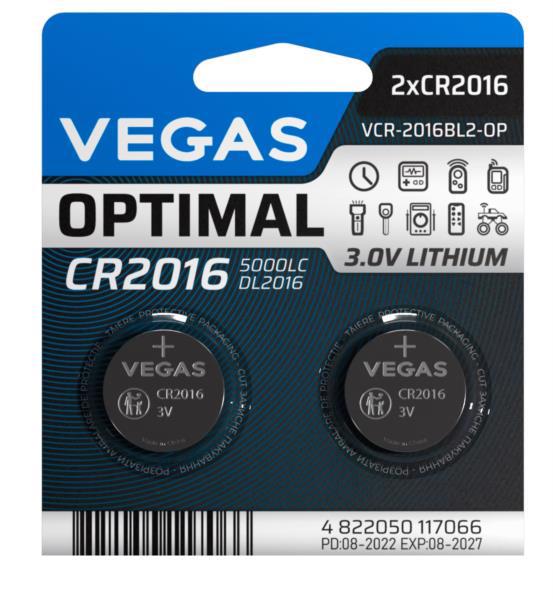 Батарейка VEGAS CR2016 (1шт блістер)