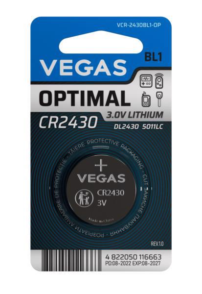 Батарейка VEGAS CR2430 (1шт блістер)