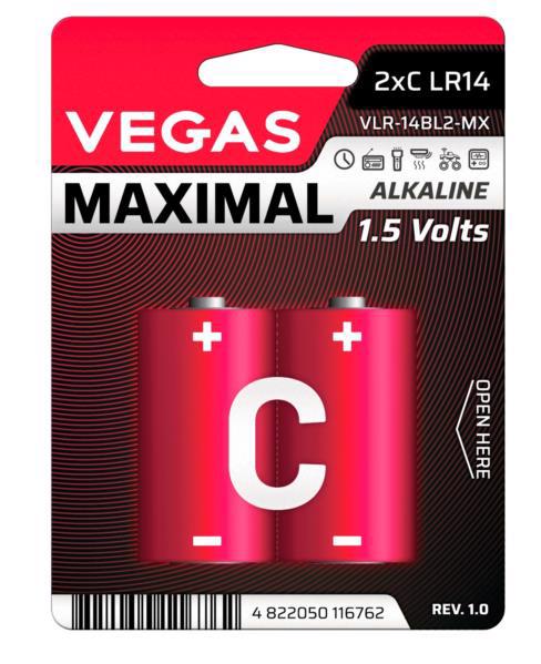Батарейка VEGAS Maximal LR14 C (2шт блістер)