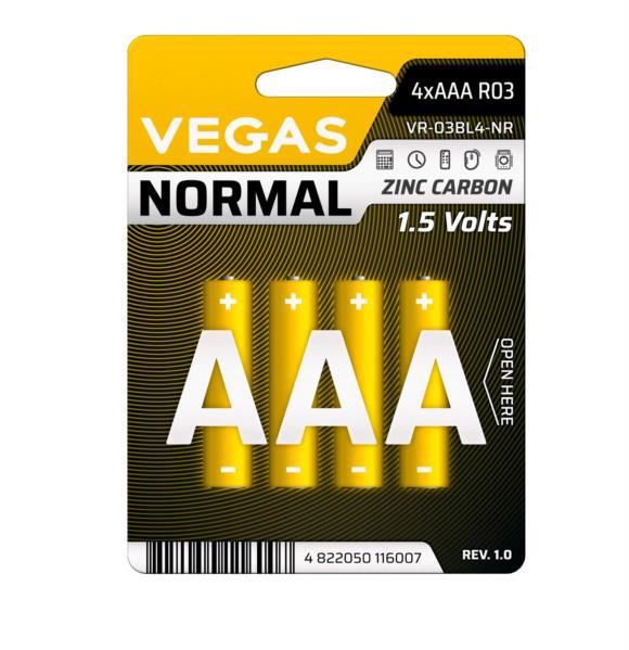 Батарейка VEGAS Normal R03 AAA (4шт блистер)