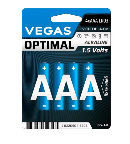 Батарейка VEGAS Optimal LR03 AAA (4шт блістер)