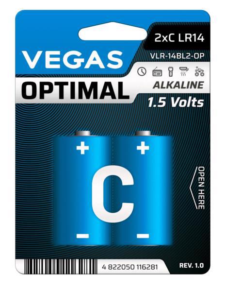 Батарейка VEGAS Optimal LR14 C (2шт блістер)