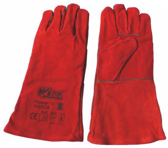 Перчатки замшевые (краги) WERK красные WE2128H