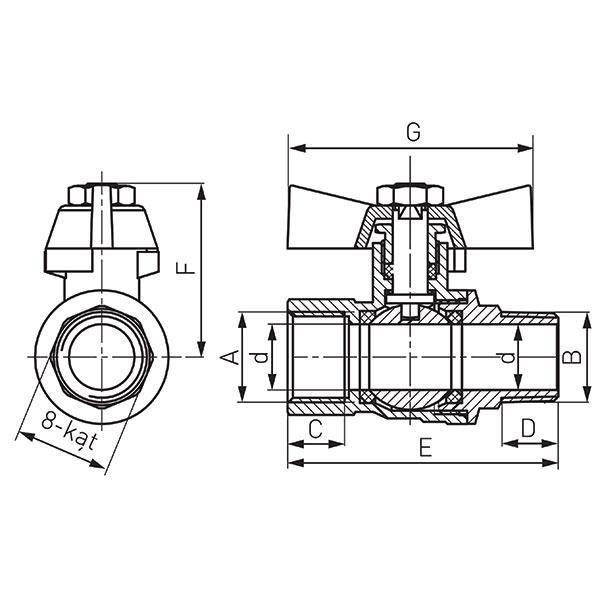 Кран д/воды 1/2" нар./вн. FERRO Herkules с бабочкой KMH11