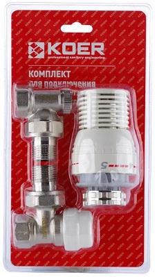 Комплект д/підключення радіаторів 1/2 "KOER (KR.1320) кут. з термоголовкою