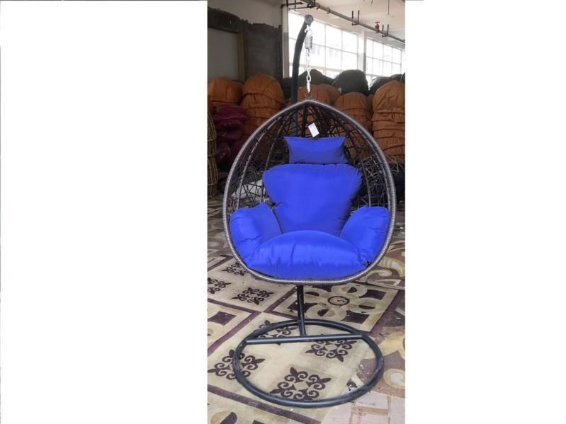 Кресло-кокон 900*650*1050мм паутина серая подушка р.S синяя IMP
