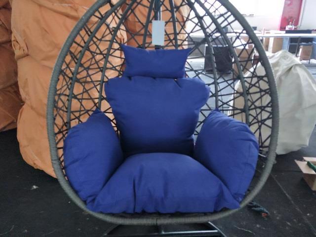 Кресло-кокон 970*670*1150мм паутина серая подушка р.M синяя IMP