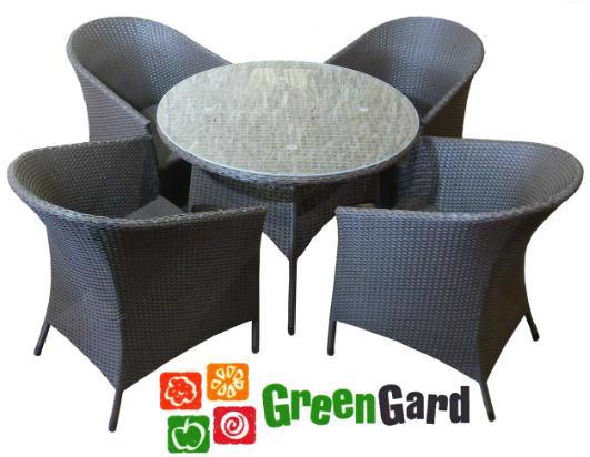 Меблі ротанг. GREENGARD Балеар (стіл+4 крісла) коричн. РТ-20193