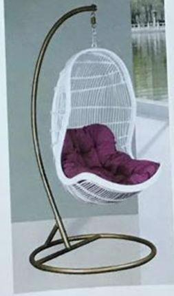 Кресло-кокон 820*750*1300мм Наутилус паутина белая подушка пурпур. IMP