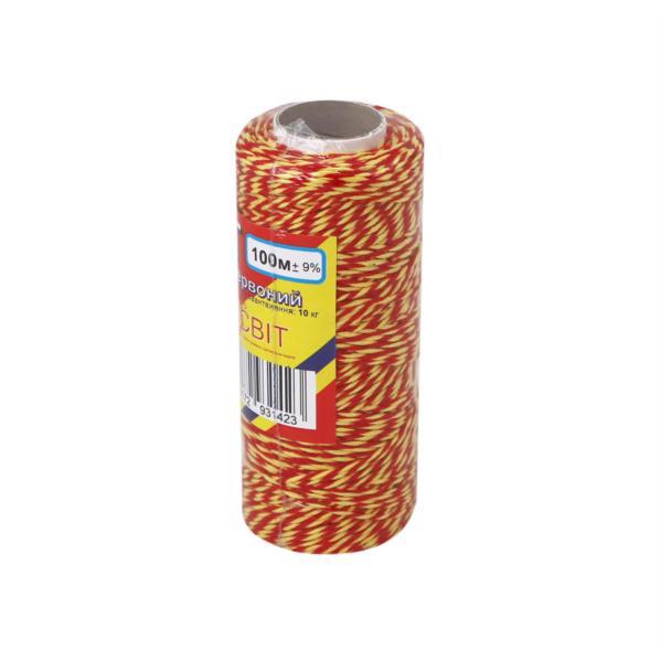 Шпагат хлопковый d-1.3мм 100м 500текс желто-красный РАДОСВІТ