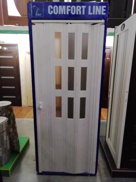 Дверь-гармошка ПВХ 800*2000 вишня W15 п/стекло