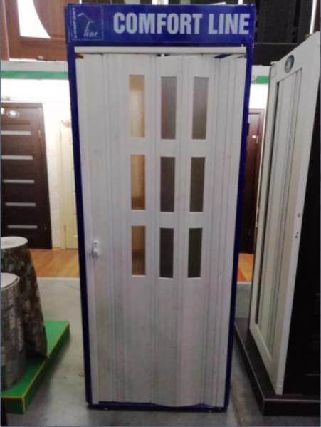 Дверь-гармошка ПВХ 800*2000 мрамор серебристый Н51 п/стекло