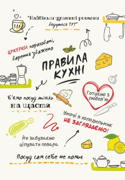 Постер POSTERCLUBUA А4 "Правила кухни" белый укр.