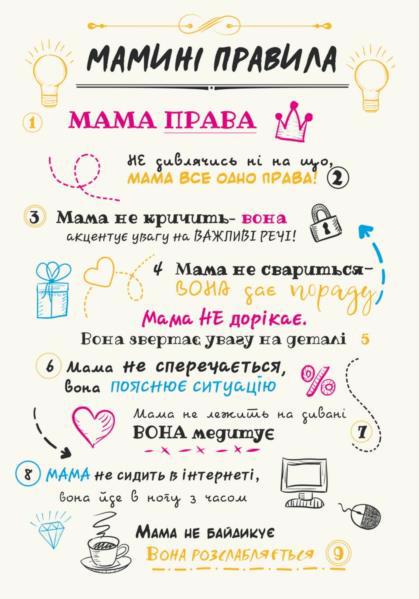 Постер POSTERCLUBUA А4 "Правила мами" білий укр.
