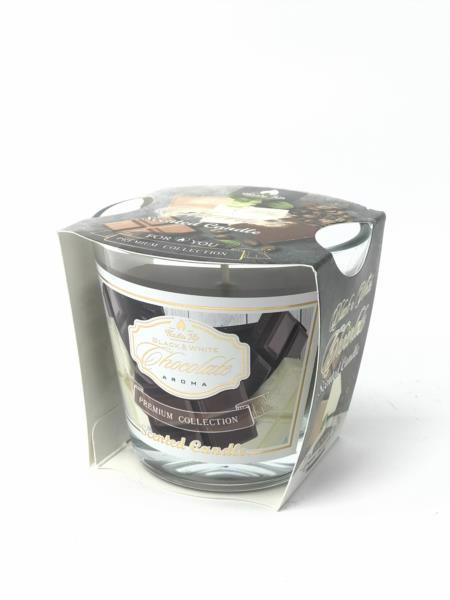 Свічка арома стакан ПАКО ІФ Premium  чорний і білий шоколад 106