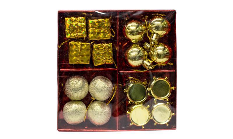 Іграшки новорічні 16шт золоті /коробка/ IMP ZF20-29235