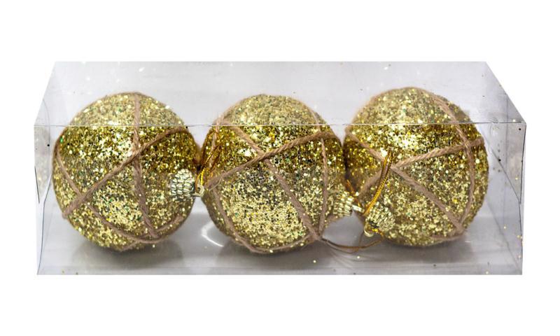 Кулі новорічні 80мм  3шт золоті IMP RM8-809135