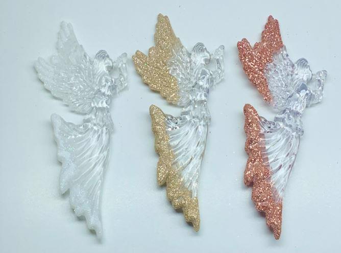 Украшение елочное ангел с дудкой прозр. украшенное 10*7см пластик 0902-5