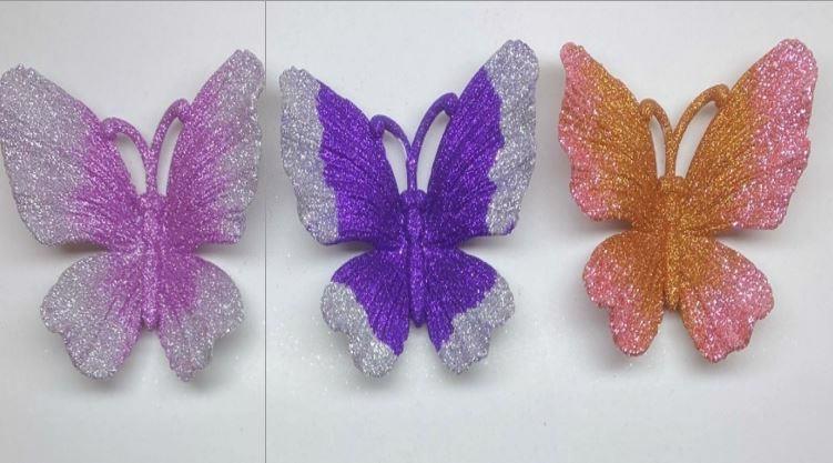 Украшение елочное бабочка блеск 10*11см пластик 1502-3