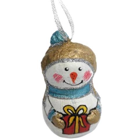Игрушка новогодняя КОЗА ДЕРЕЗА "Снеговик с подарком" 2033074002
