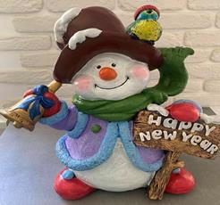 Фигура новогодняя Снеговик "Happy New Year!"