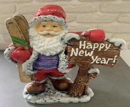 Фигура новогодняя Санта-Клаус с лыжами "Happy New Year!"